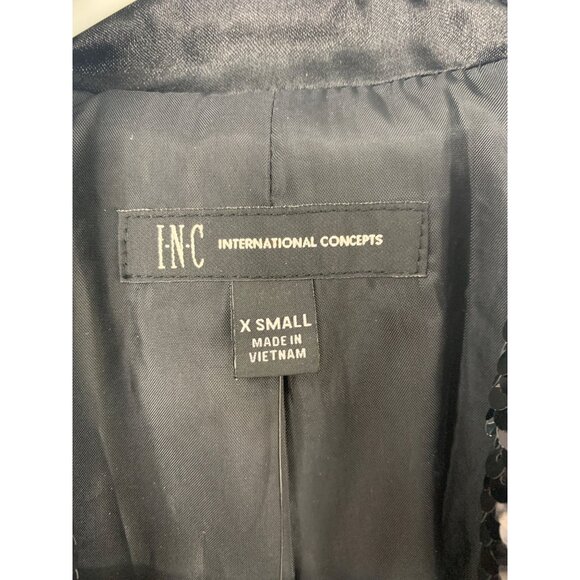 INC Womens Black Sequin Shawl Collar Blazer XS NWT - Picture 4 of 11